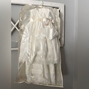 Christening Gown With Antique Lace and Bonnet nwt
